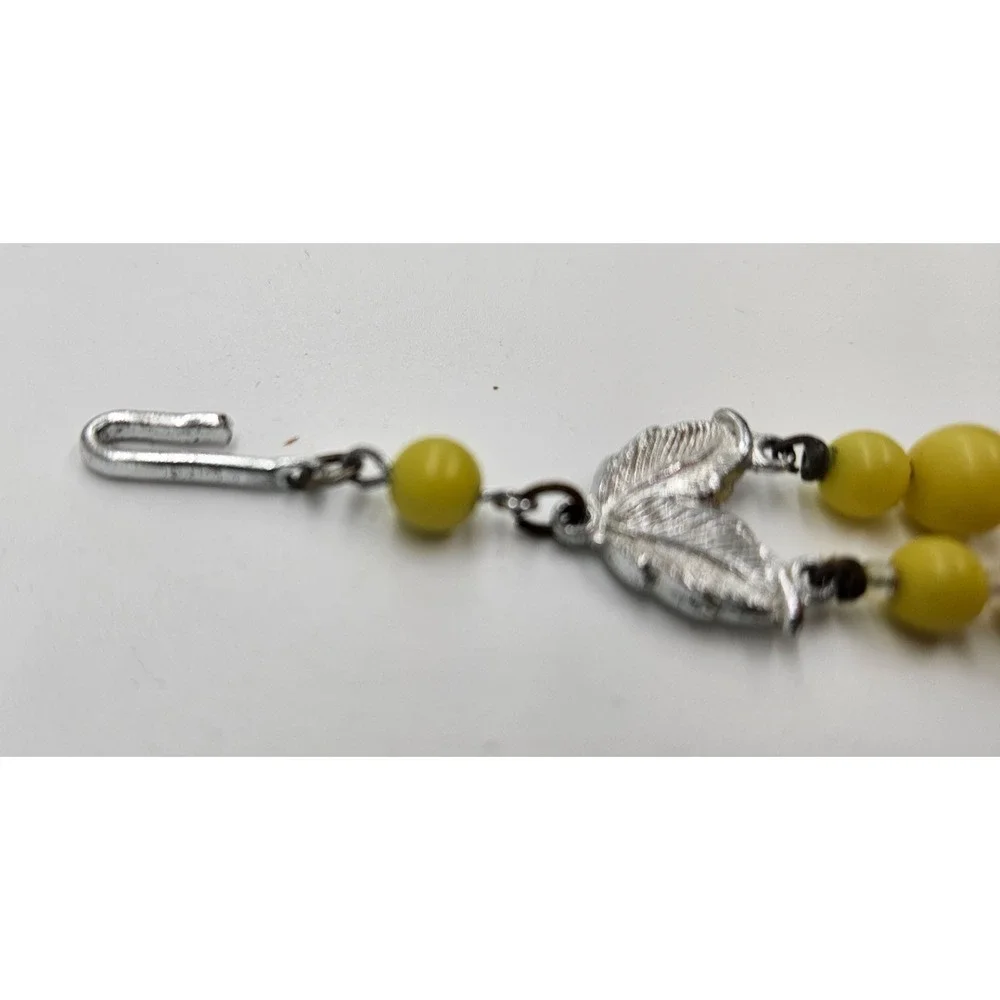 Vintage TWO Strand Necklace Signed‎ Japan Yellow Beads Hook Closure 17